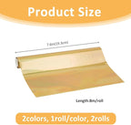 SUPERFINDINGS 2 Colors 16m/Roll PET Hot Foil Transfer Roll Hot Foil Stamping Paper 19.3cm Width Metallic Heat Transfer Foil Papers for Foil Quill/Heat Foil Pen Craft Card Making Golden Silver