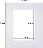 Egofine 8x10 White Picture Mats Pack of 25, Frame Mattes for 5x7 Pictures, Acid Free, 1.2mm Thickness, with Core Bevel Cut
