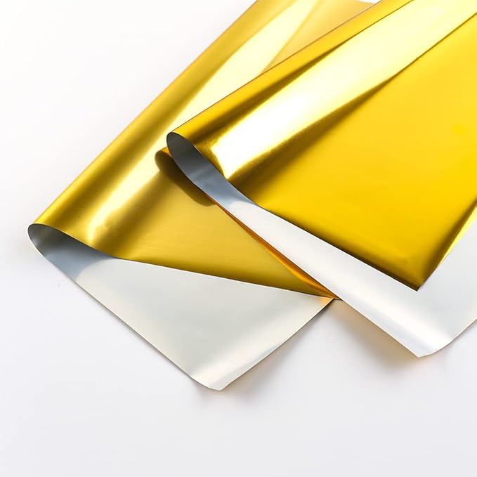 50 Sheets Toner Reactive Foil Sheet for Crafts Paper Heat Transfer Foil Paper for Scrapbooking Hot Stamping Cardstock DIY Crafts Arts Supplies Accessories 7.9 x 11.4inch-Laser Gold