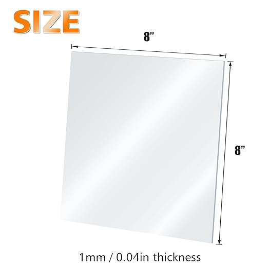 Egofine Plexiglass Sheets Acrylic Sheets 20 Pack of 8x8’’ 0.04 Thick Clear Plastic Cast Transparent Plexi Glass for Crafting Projects, Replacement Picture Frame Glass, DIY Display, Easy to Cut