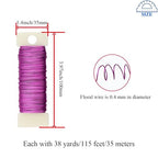 HAHIYO 26Gauge Rose Red Metal Floral Wire - 3 Rolls, 115 Yards (345 Feet) - Flexible Paddle Wire for Craft, Christmas Wreath, Flower Arrangement, Bouquet Wrapping, Wedding, DIY