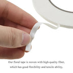 HAHIYO White 0.25Inch Wide Floral Tape, Waterproof Florist Tape Flower Wrap Adhesive Waterproof Decorative Tape for Bouquet Stem Wrapping Flower Arranging and Floral Craft, 2Rolls 200Feet/66Yard Total