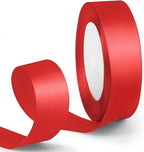 1 Inch 25 Yards Satin Ribbon Red, Solid Color Fabric Ribbon for Gift Wrapping, Wedding, Polyester Gift Ribbon for Birthday Party Decoration, Craft, Hair, Floral, Sewing