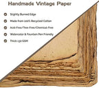 Wanderings Handmade Antique Blank Paper with Slightly Burned Edge, A4 Size, Package of 50 - Recycled Watercolor Mixed Media Loose Leaf Paper for Writers Invitations Crafts Thick 150 GSM - 8.25x11.7