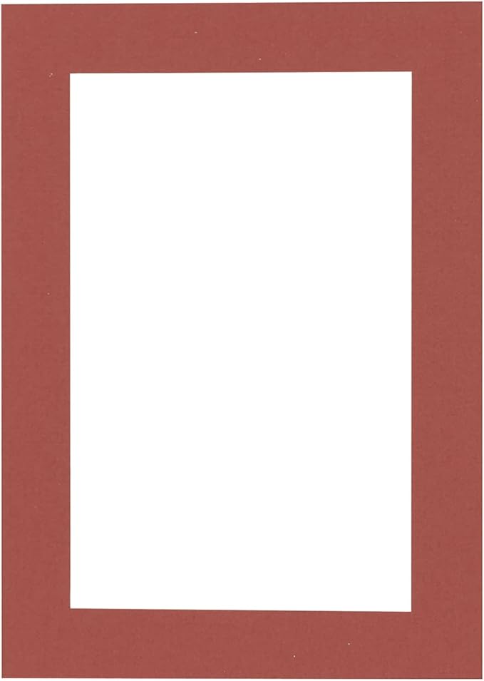 Pack of 25 Acid Free 8x10 Mats Bevel Cut for 6x8 Photos - Brick Red Precut Matboards With Backing Boards and Clear Photo Mat Bags For Pictures, Photos, Framing - 4-ply Thickness