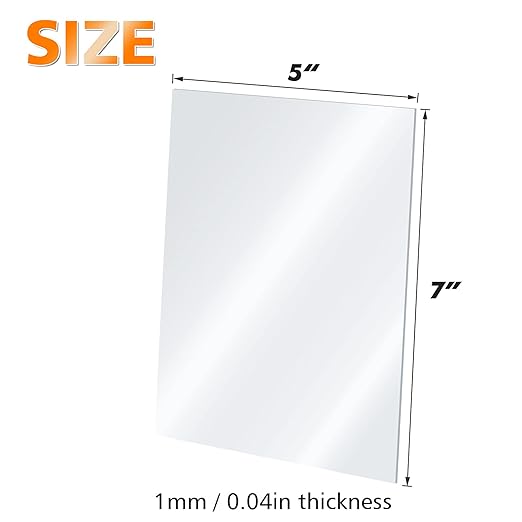 Egofine Plexiglass Sheets Acrylic Sheets 4 Pack of 5x7’’ 0.04 Thick Clear Plastic Cast Transparent Plexi Glass for Crafting Projects, Replacement Picture Frame Glass, DIY Display, Easy to Cut