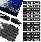 12 Pcs Cream Soft Oil Pastels Vibrant and Creamy Colored Chalk Pastels Artists Grade Art Supplies Set for Professionals Painting Drawing Black