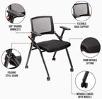 Triton Foldable Poker Table with 8 Chairs - Premium Soft-Padded Armrest, Individual Cup Holders, Portable Mat- Crafted with Durable Materials, Long-Lasting Poker Table for 8 Players
