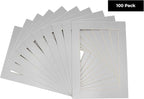 5x7 Mat for 8.5x11 Frame - Precut Mat Board Acid-Free Metallic Silver 5x7 Photo Matte For a 8.5x11 Picture Frame, Premium Matboard for Family Photos, Show Kits, Art, Picture Framing, Pack of 100 Mats