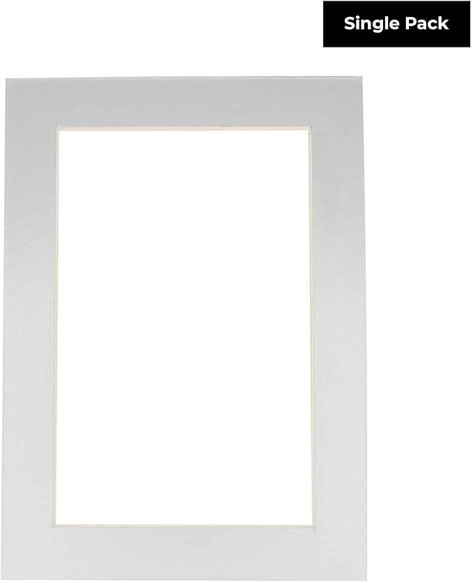 5x7 Mat for 8.5x11 Frame - Precut Mat Board Acid-Free Metallic Silver 5x7 Photo Matte For a 8.5x11 Picture Frame, Premium Matboard for Family Photos, Show Kits, Art, Picture Framing, Pack of 1 Mat