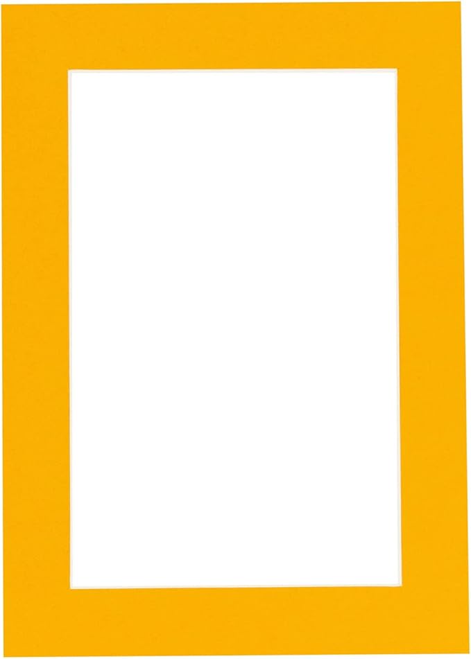 8.5x11 Mat Bevel Cut for 7x9 Photos - Acid Free Golden Orange Precut Matboard With Backing Board and Crystal Clear, Self Seal Photo Mat Bag - For Pictures, Photos, Framing - 4-ply Thickness
