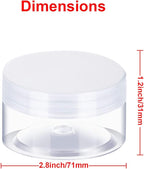 SATINIOR 12 Pack Plastic Container Jars with Lids Round Clear Travel Cosmetic Container Slime Jar for Toiletries, Lotion, Cream, Ointment, Makeup, Rhinestone, Sample, Kitchen Storage(2 oz,Clear)