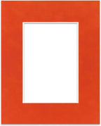 Poster Palooza 8x10 Mat Bevel Cut for 6x8 Photos - Acid Free Orange Suede Precut Matboard - For Pictures, Photos, Framing - 4-ply Thickness