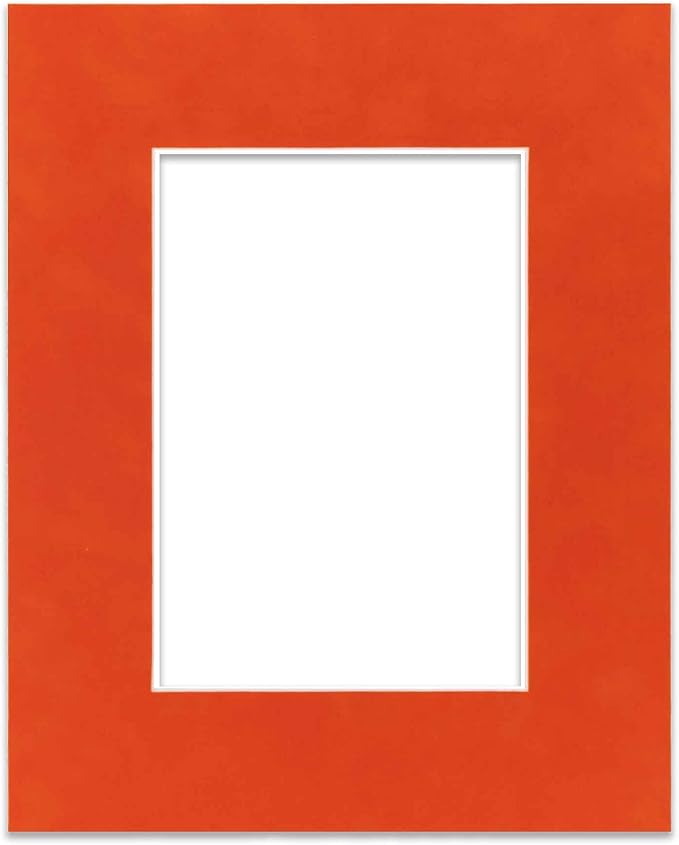 Pack of TEN 8x10 Mats Bevel Cut for 5.5x8.5 Photos - Acid Free Orange Suede Precut Matboards For Pictures, Photos, Framing - 4-ply Thickness