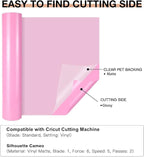 HTVRONT Pink Permanent Vinyl, 12" x 40 FT Adhesive Permanent Vinyl Roll for All Cutting Machine, Silhouette, Cameo Cutters, Signs, Scrapbooking, Craft, Die Cutters (Glossy Pink)