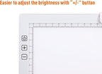 Rechargeable A4 LED Light Pad with Padded Case, YINGWOND Tracing Light Box w/Riser Stands and Paper Clip, 6 Levels of Brightness, Type-c Cable, Wireless Diamond Painting Light Board White