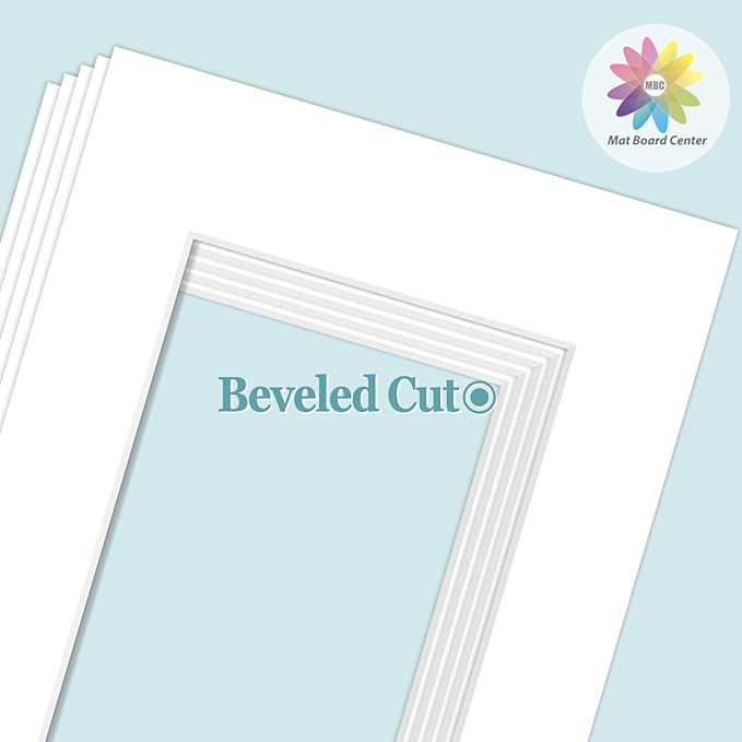 MBC MAT BOARD CENTER, 5 Pack 4x6 for 3x5 White Picture Mats Frame Mattes, Bevel Cut, Acid Free, 4-ply Thickness