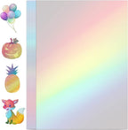 Holographic Sticker Paper, 24 Sheets Transparent Holographic Laminate Vinyl Sheets, Clear Overlay Lamination Sticker Film Self Adhesive Waterproof with Rainbow Patterns - 8.5 x 11 Inch (Laser Style)