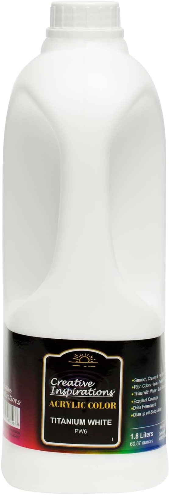 Creative Inspirations Acrylic Paint - Titanium White - 1.8 Liter - Smooth & Creamy Consistency, Vibrant Pigmentation, Great Coverage for Artists - Clean Up with Soap & Water