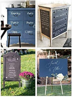 Chalkboard Blackboard Paint - Brush on Wood, Metal, Glass, Wall, Plaster Boards Sign, Frame or Any Surface. Use with Chalk Pen Wet Erase, Non-Toxic - Matte Finish [Blue] - (8.5oz Cover 32 sf)