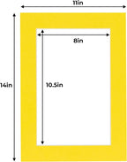 11x14 Mat for 8.5x11 Photo - Precut Yellow Picture Matboard for Frames Measuring 11 x 14 Inches - Bevel Cut Matte to Display Art Measuring 8.5 x 11 Inches - Acid Free Pack of TEN MATS