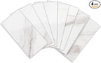 4 Pieces Peel and Stick Backsplash for Kitchen, 3" x 6" PVC Subway Tile 2024 Upgraded Glossy White Marble with White Grout Backsplash Stick on Tile Elevate Kitchen Fireplace RV