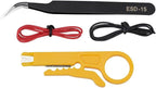 Electric Sodering Iron Kit set 110V 60W Adjustable Temperature Soldering Iron Digital Multimeter 5pcs Soldering Tips Solder Wire Stand, Desoldering Pump Tweezers Welding Tool Screwdriver wire stripper