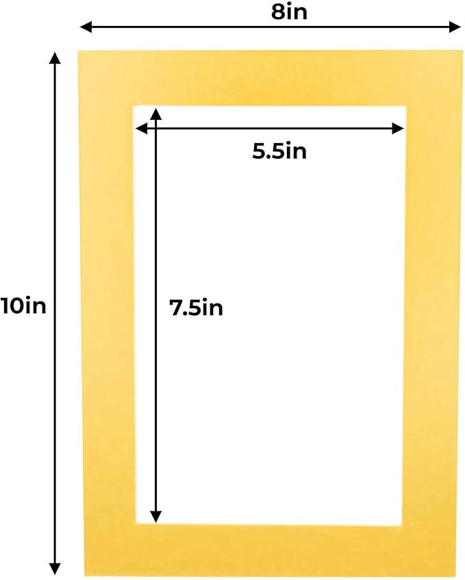 6x8 Mat for 8x10 Frame - Precut Mat Board Acid-Free Show Kit with Backing Board, and Clear Bags Metallic Gold 6x8 Photo Matte Made to Fit a 8x10 Picture Frame Matboard for Framing, Pack of 1 Mat