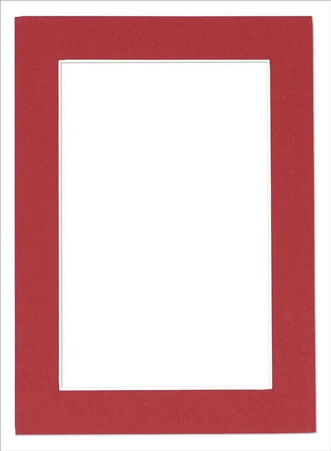 Poster Palooza 8.5x11 Mat Bevel Cut for 7x9 Photos - Acid Free Deep Red Precut Matboard With Backing Board and Crystal Clear, Self Seal Photo Mat Bag - For Pictures, Photos, Framing - 4-ply Thickness