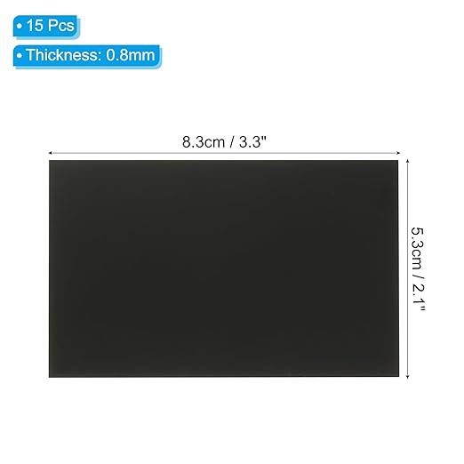PATIKIL 2.1x3.3 Inch Anodized Aluminum Sheet Metal, 15Pcs Laser Plates Engraving Blanks 0.5MM Thin Rectangle for Crafting DIY House Laser Engraving, Black