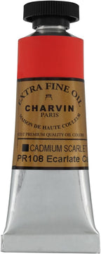 Charvin Extra Fine Oil Paint, Cadmium Scarlet 20 mL - Triple-Milled, Rich Texture, Poppy Oil-Based, Light-Fast, Handmade, Archival Quality