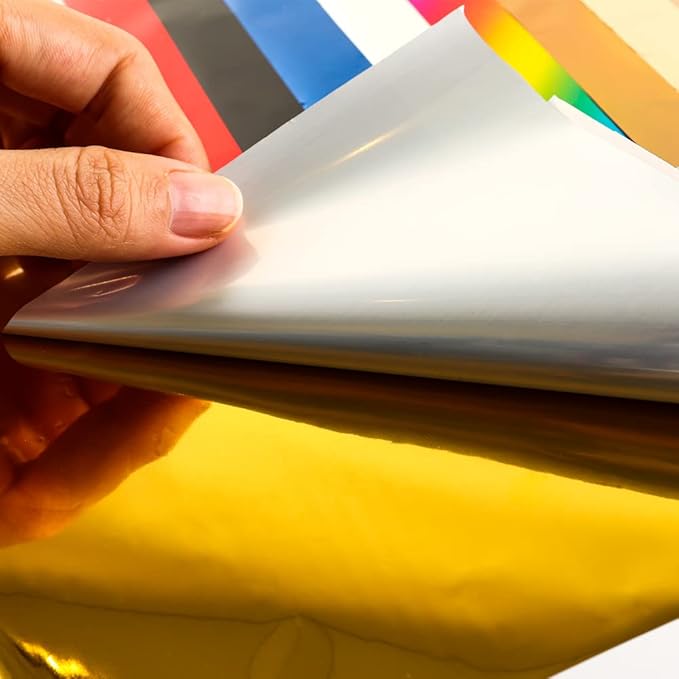 50 Sheets Toner Reactive Foil Sheet for Crafts Paper Holographic Heat Transfer Craft Foil Paper for Scrapbooking Stamping Cardstock Heat Transfer DIY Crafts Accessories 7.9 x 11.4inch-Laser Silver