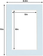 5.5x8.5 Mat for 8.5x11 Frame - Precut Mat Board Acid-Free Baby Blue 5.5x8.5 Photo Matte For a 8.5x11 Picture Frame, Premium Matboard for Family Photos, Show Kits, Art, Picture Framing, Pack of 1 Mat