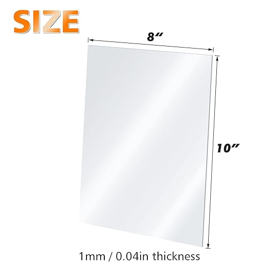 Egofine Plexiglass Sheets Acrylic Sheets 6 Pack of 8x10’’ 0.04 Thick Clear Plastic Cast Transparent Plexi Glass for Crafting Projects, Replacement Picture Frame Glass, DIY Display, Easy to Cut