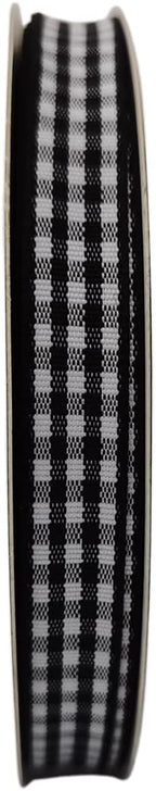 Buffalo Check Ribbon Black and White Gingham Ribbon 25 Yards for Crafts (3/8", Black)