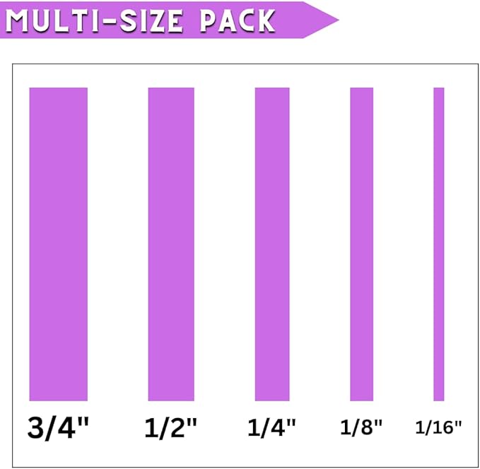 5 Rolls Pinstripe Tape - Masking Tape 1/16", 1/8", 1/4", 1/2", 3/4" - Thin Painters Masking Automotive Tape for DIY, Car, Auto, Paint, Art, Tumblers (Purple)
