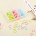 LUNARM 180 Pieces Stitch Markers for Crocheting, Knitting Random Colored Markers Rings(S/M/L), Crochet Locking Knitting Stitch Counter Needle Clip with Storage Box