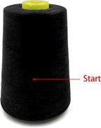 Tortoise 4 Cones of 3000 Yards Each Spool Thread for All Purpose Sewing, Serger, Overlock, Quilting, Machine - 100% Polyester - 20S/2 Black