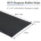 Neoprene Rubber Strips Self Adhesive Solid Rubber Sheets, Rolls & Strips for DIY Gaskets Crafts Pads Seals Warehouse Flooring Neoprene Sheet with Adhesive Backing (6" Wide x 1/8" Thick x 40' Long)