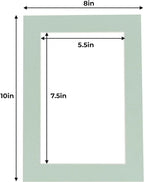 6x8 Mat for 8x10 Frame - Precut Mat Board Acid-Free Honeydew Green 6x8 Photo Matte For a 8x10 Picture Frame, Premium Matboard for Family Photos, Show Kits, Art, Picture Framing, Pack of 10 Mats