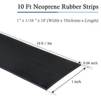 Neoprene Rubber Strips Self Adhesive Solid Rubber Sheets, Rolls & Strips for DIY Gaskets Crafts Pads Seals Warehouse Flooring Neoprene Sheet with Adhesive Backing (1" Wide x 1/16" Thick x 10' Long)