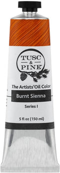 Tusc & Pine Artist Oil Paint - Burnt Sienna, 150 ml, Non-Yellowing, Rich & Creamy Consistency, Maximum Pigment Load, Small Batch Milled Oil Paints Made in the USA for Professional Artists