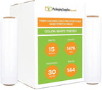 PSBM White Stretch Wrap, 15 Inch x 1476 Feet, 144 Pack, Tinted Pre-Stretched Shrink Wrap Film for Moving, Packaging, Pallet Wrapping