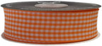 Micomon Orange Gingham Plaid Checked Ribbon 25 Yard Each Roll 100% Polyester (1", Orange)