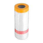HARFINGTON Pre-Taped Masking Film 43.3" x65.6ft Double Adhesive Tape and Drape Painters Plastic Drop Cloth Film with Tape Plastic Sheeting for Automotive Painting Covering