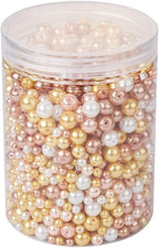 About 1695Pcs 4/6/8mm Glass Pearl Beads Pearlized Beads Multi Colors Round Spacer Beads for DIY Craft Jewelry Making Hole: 1mm, Mixed Gold