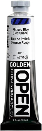 OPEN Slow-Drying Acrylics by GOLDEN, Phthalo Blue/R.S., 2 fl oz. tube, Professional Acrylic Paint, Transparent