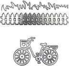 Grass Fence and Bike Metal Cutting Dies,Grass Bush Fence Die Cuts for Paper Card Making, Grass Fences Embossing Dies for Scrapbooking DIY Album Decorative