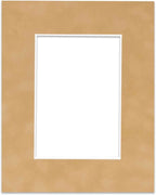 8x10 Mat Bevel Cut for 6x8 Photos - Acid Free Beige Suede Precut Matboard with Backing Board and Crystal Clear, Self Seal Photo Mat Bag - for Pictures, Photos, Framing - 4-ply Thickness