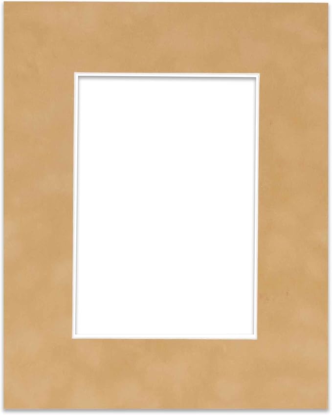 8x10 Mat Bevel Cut for 5.5x8.5 Photos - Acid Free Beige Suede Precut Matboard - For Pictures, Photos, Framing - 4-ply Thickness